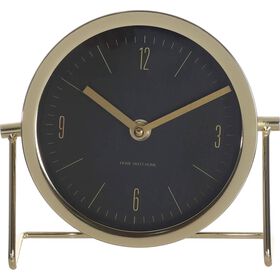 Relógio 17,1x6,4x15,4cm Preto com Base Dourada