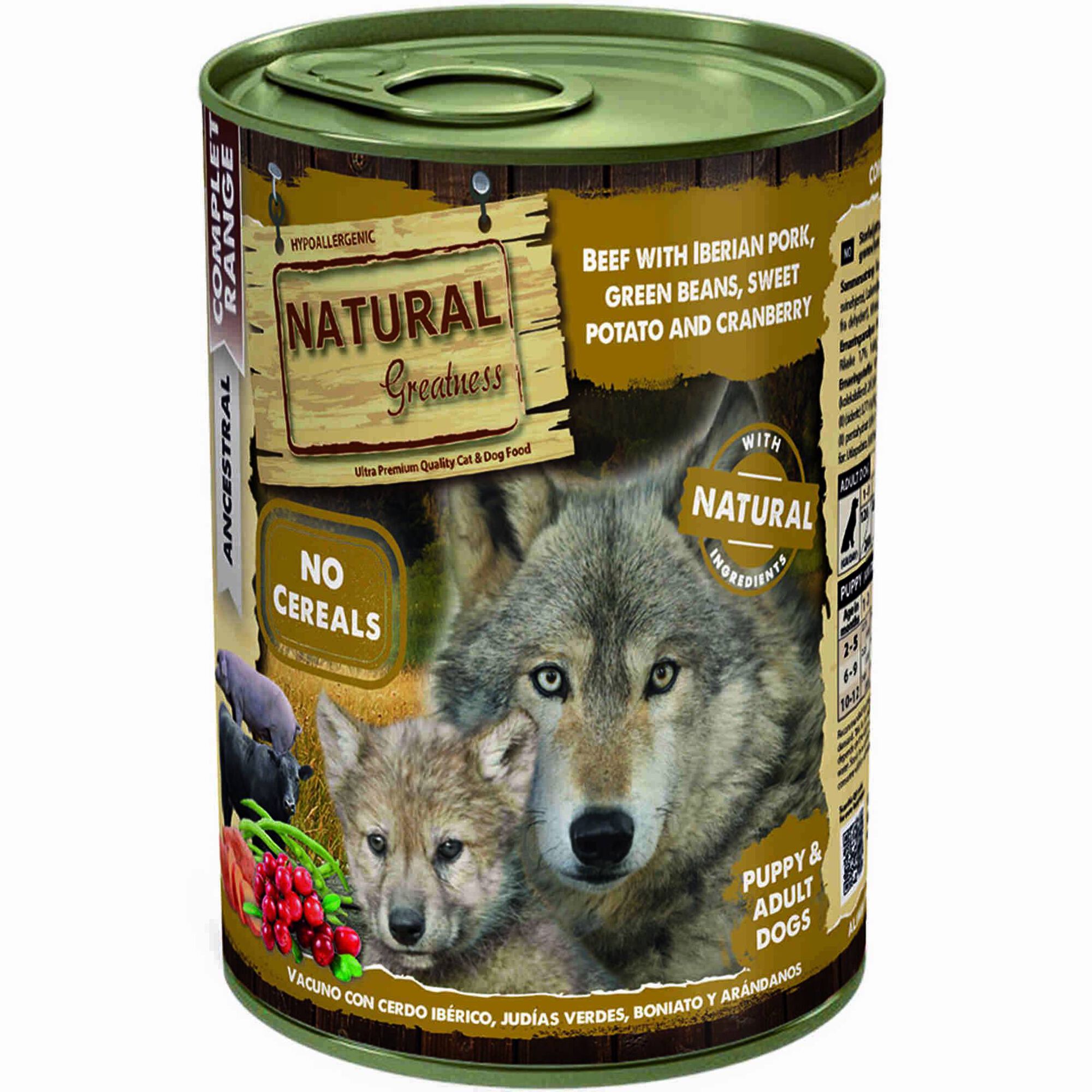 Comida H&uacute;mida para C&atilde;o Adulto Vaca e Porco Natural Greatness