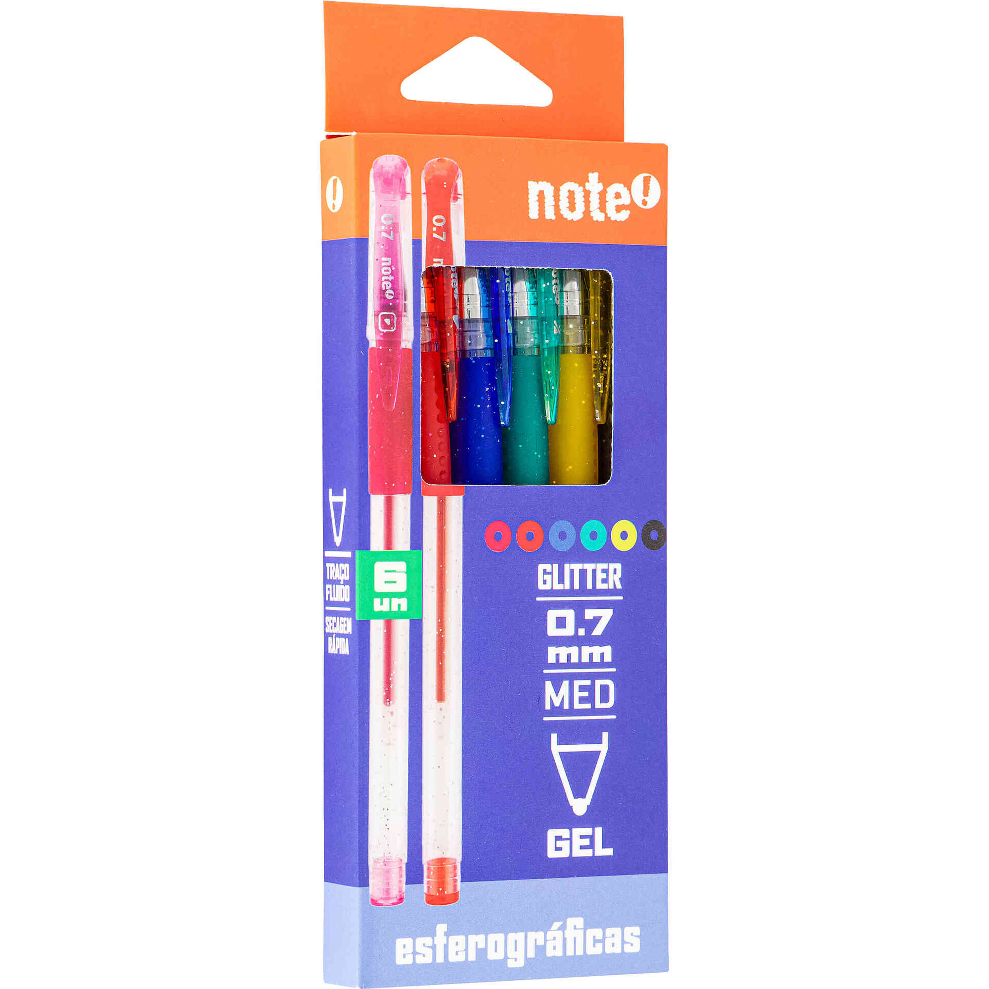 Conjunto 6 Canetas de Tinta Gel Glitter Note!