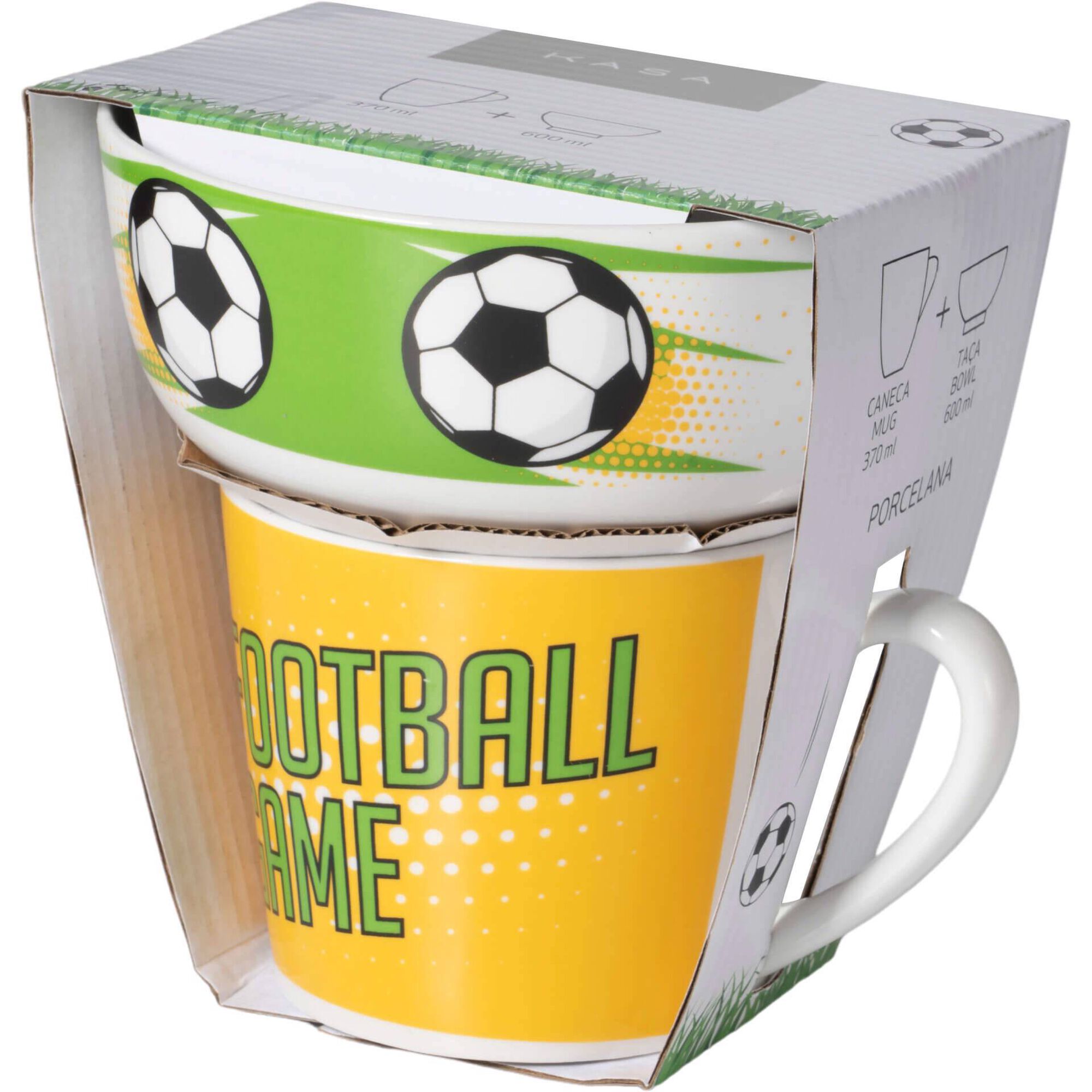 Conjunto Caneca 370ml e Taça 600ml Futebol