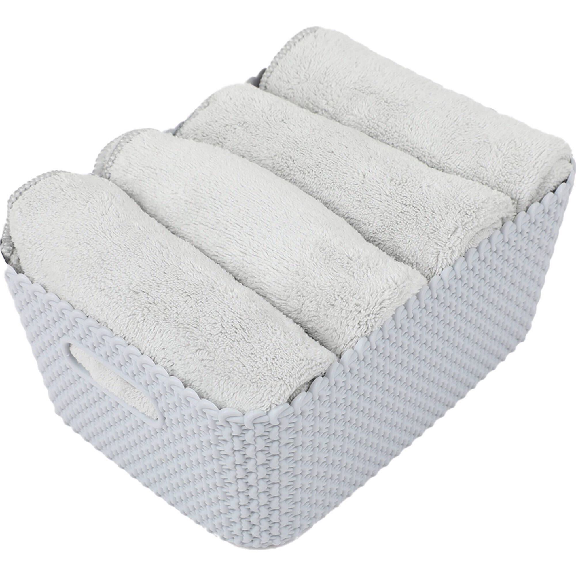 Cesto com 7 Toalhas de M&atilde;o Cinza