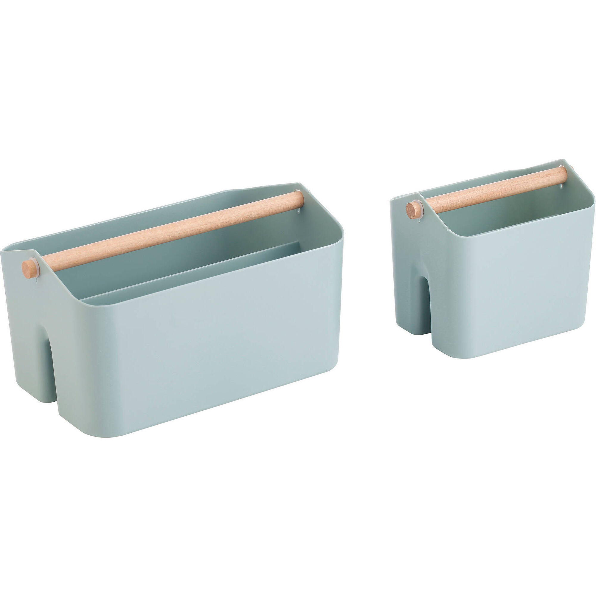 Caixa Arruma&ccedil;&atilde;o Pl&aacute;stico com Pega Madeira Verde