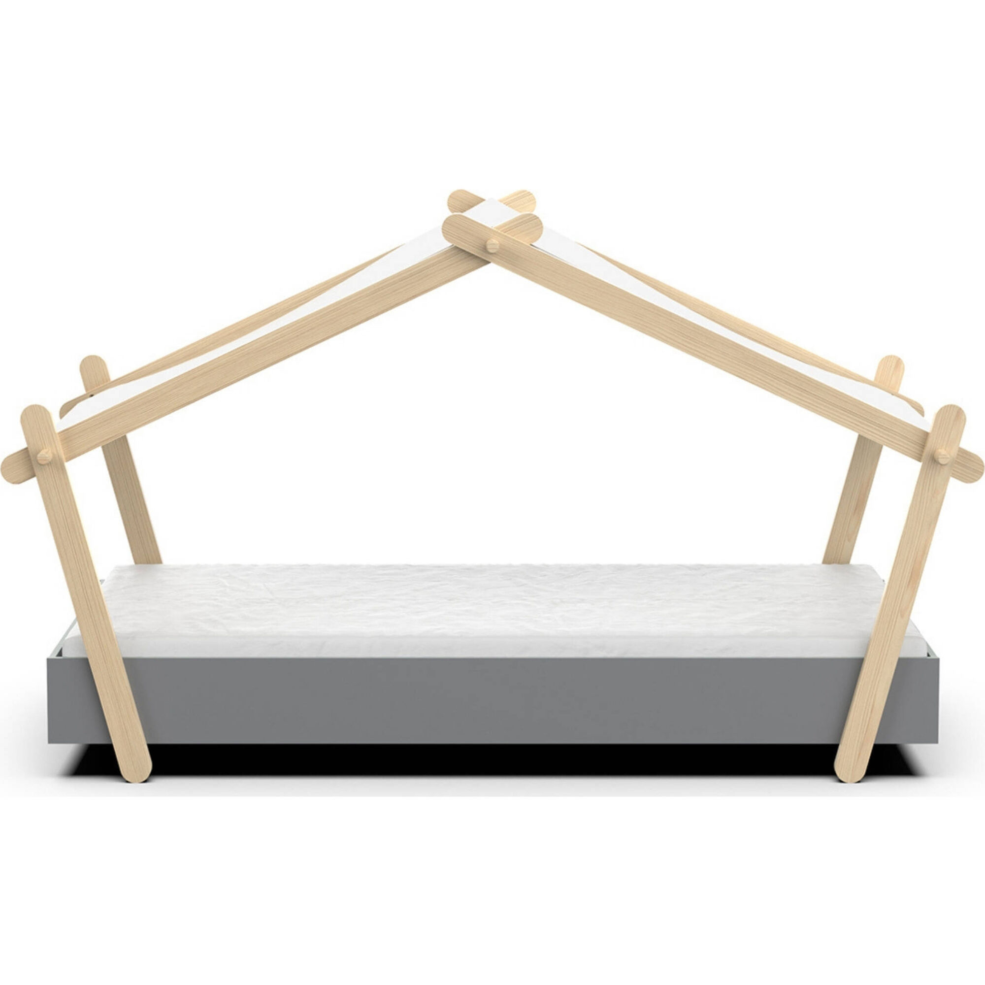 Cama Tenda 223,2x105,5x129,7cm Natural e Cinza Lodge