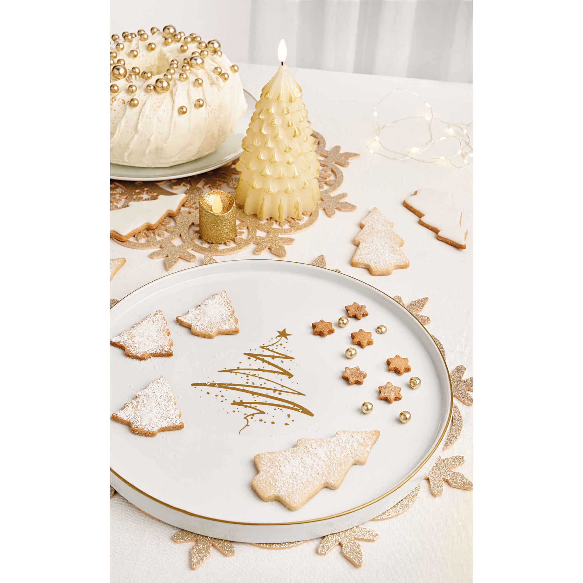 Prato Bolo 31cm Tree Dourado