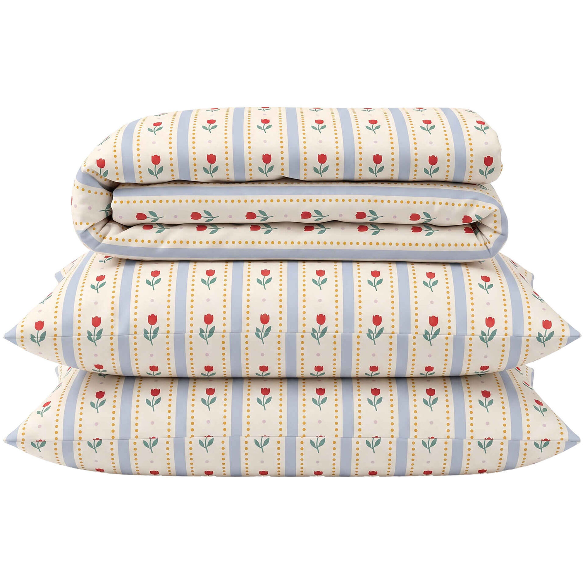 Conjunto Capa de Edred&atilde;o e Fronhas 220x240cm Tulipas Rustic Country Kasa