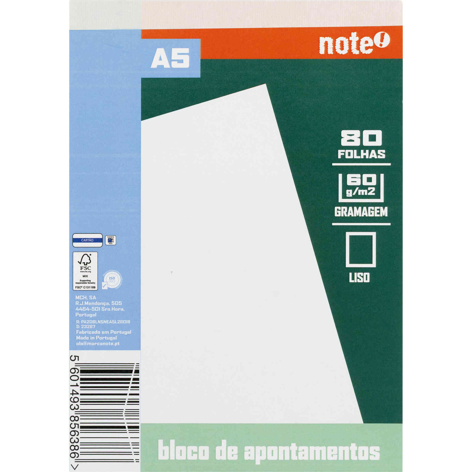 Bloco Apontamentos A5 Liso Note!