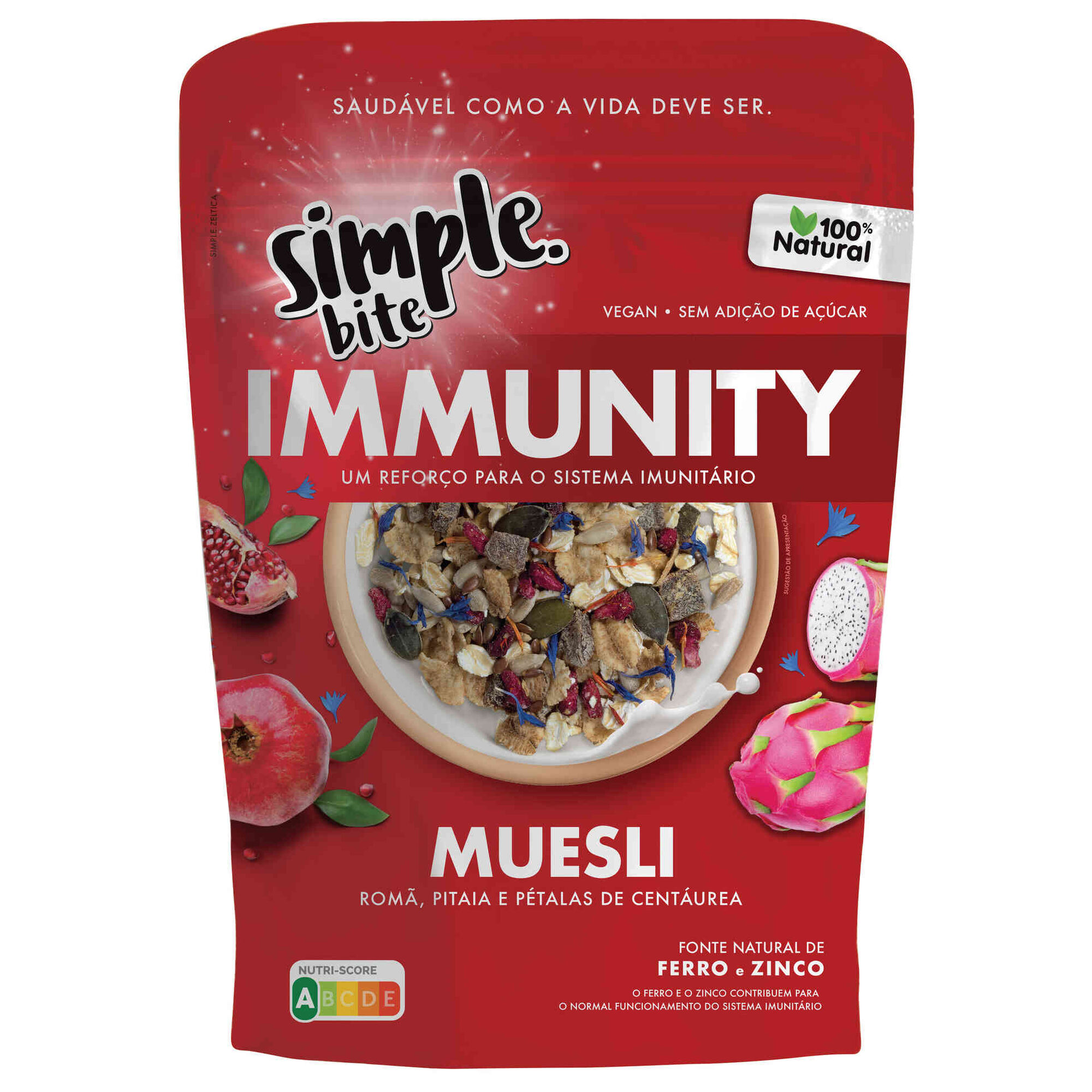 Muesli Romã, Pitaia e Pétalas de Centáurea Immunity