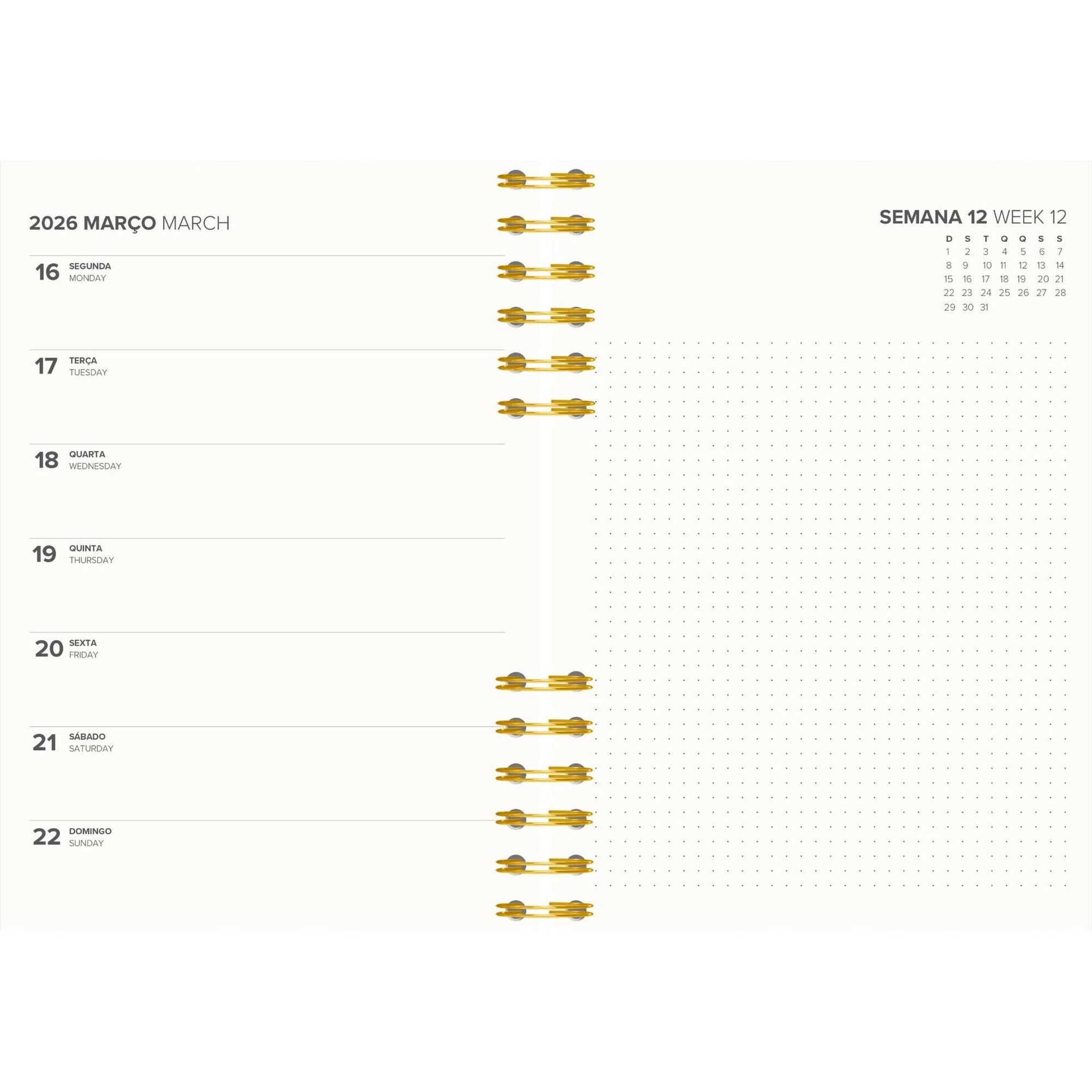 Agenda A5 2026 Espiral 12 Meses (várias cores)
