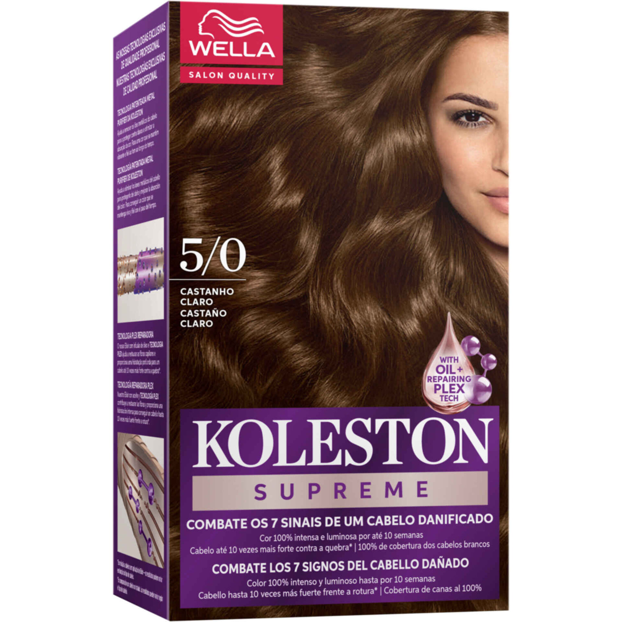 Colora&ccedil;&atilde;o Permanente Castanho Claro 5.0 Koleston