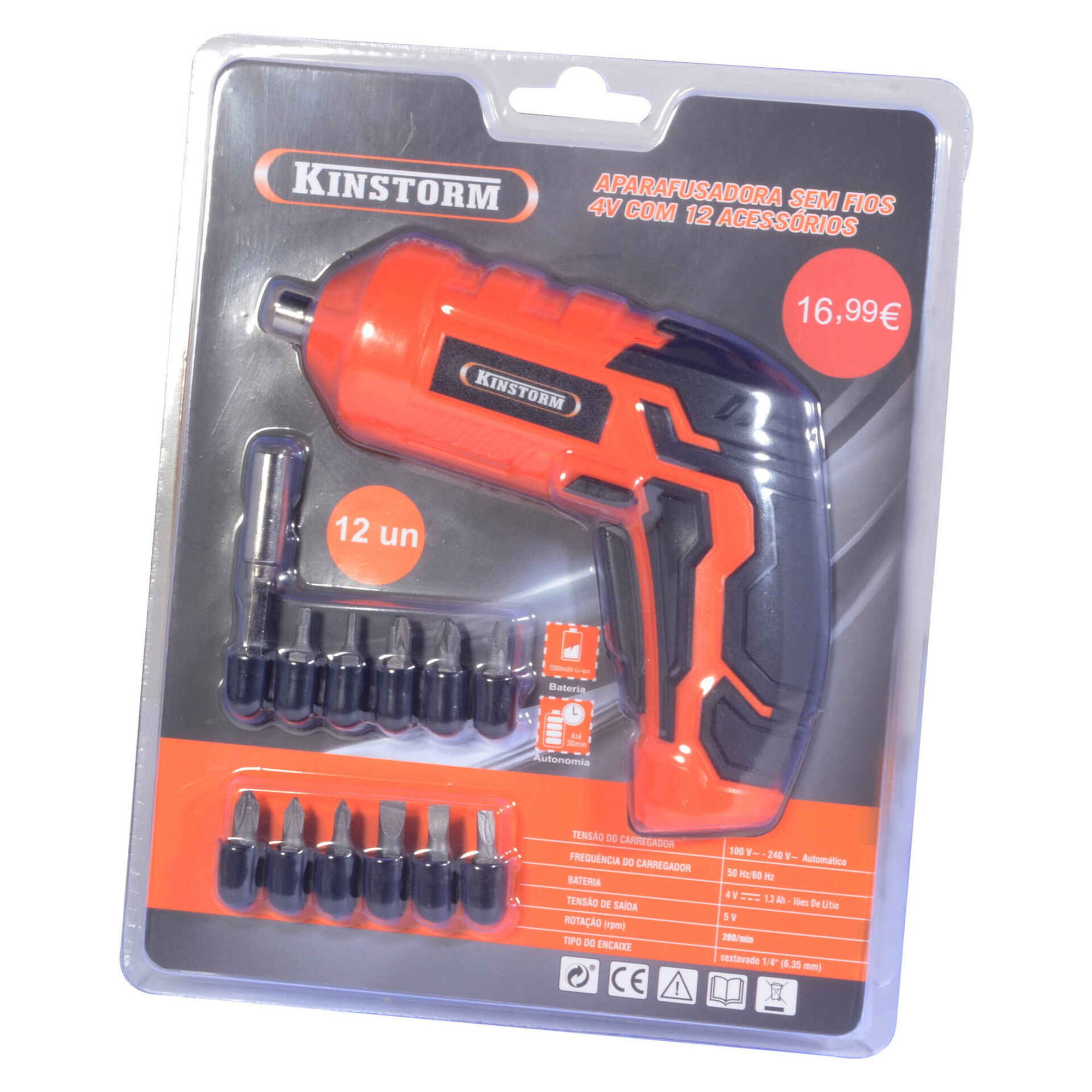 Aparafusadora sem Fios 4V com 12 Acess&oacute;rios Bazar&atilde;o