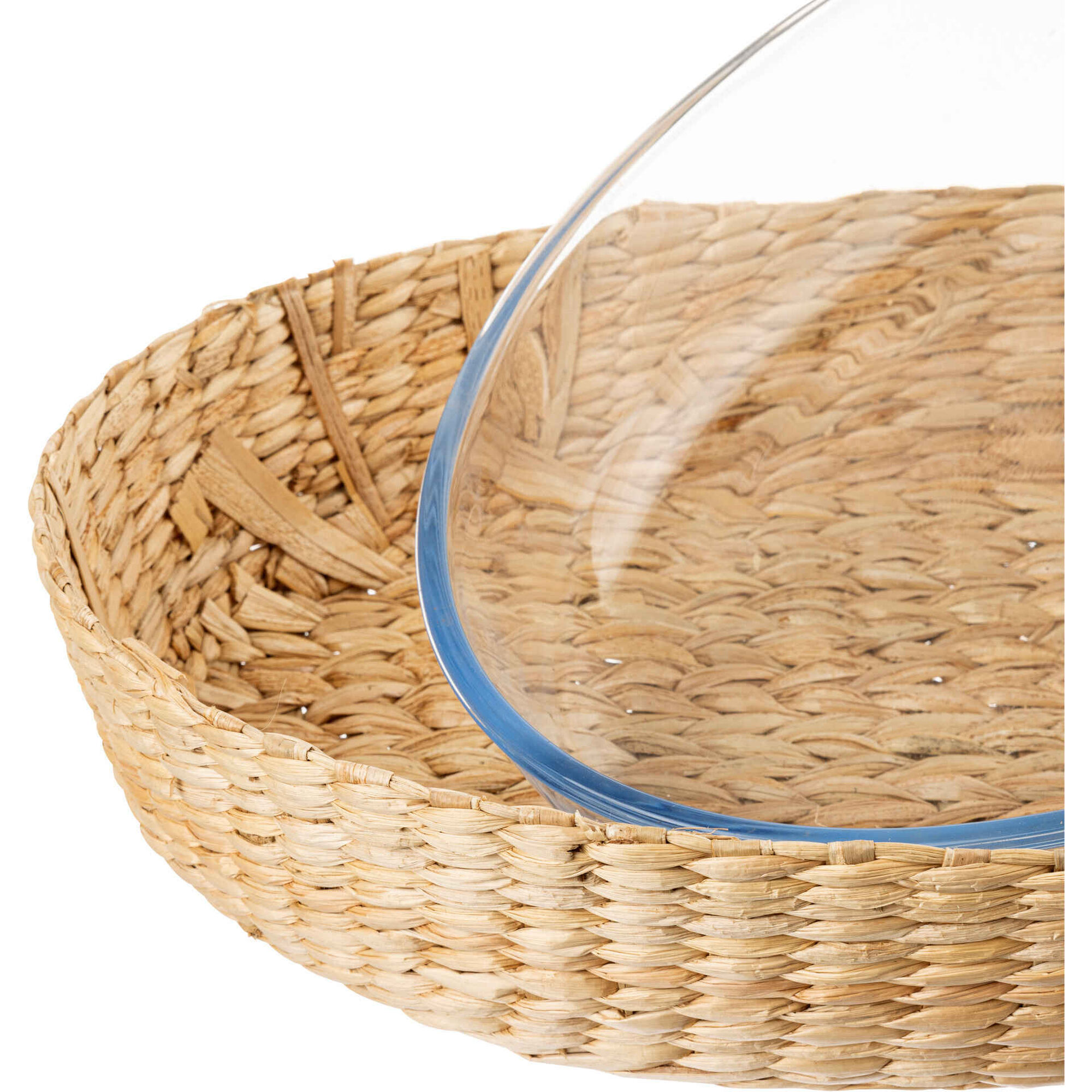 Assadeira Oval Vidro com Base Palhinha 30x21cm Kasa