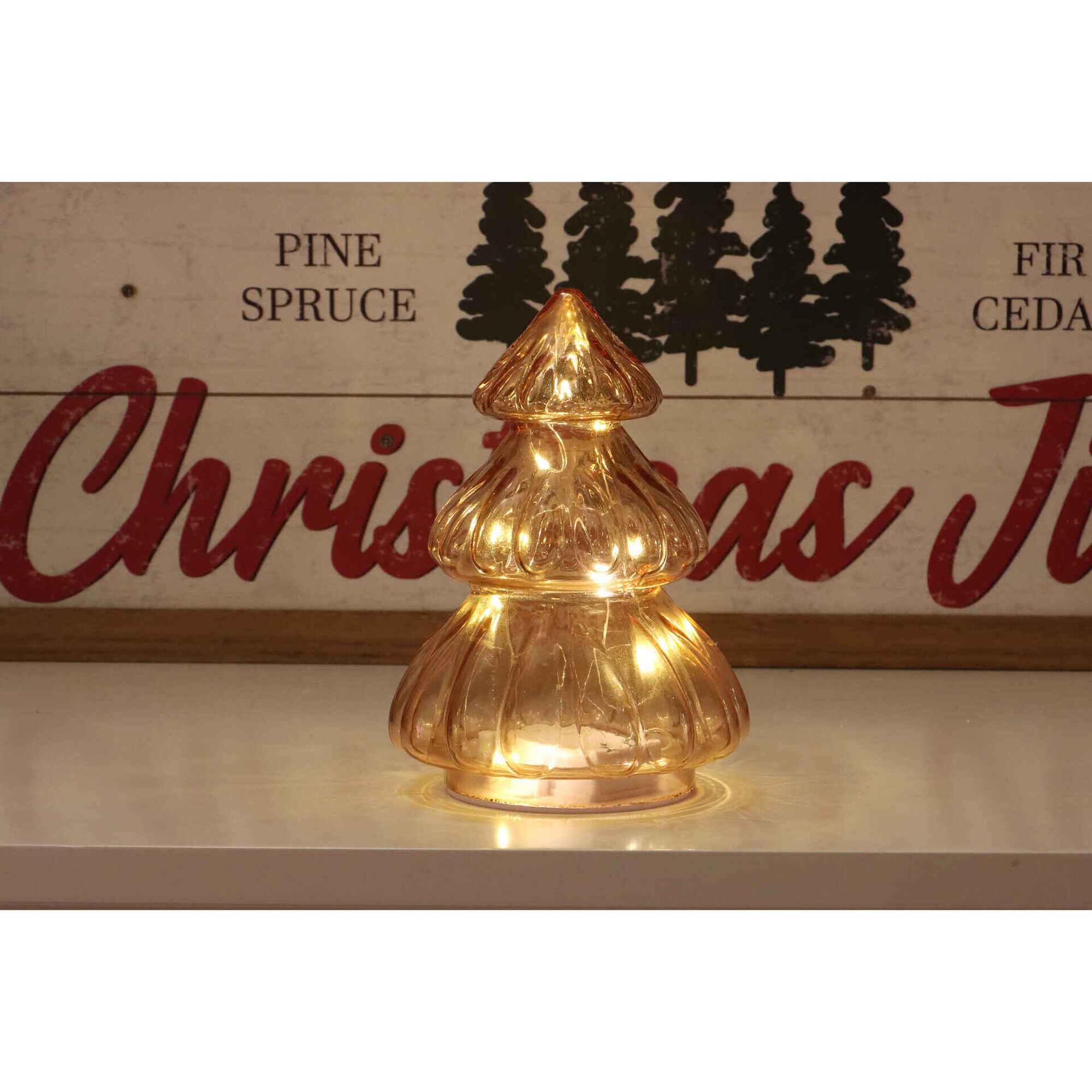 Árvore de Vidro Castanha com Luz