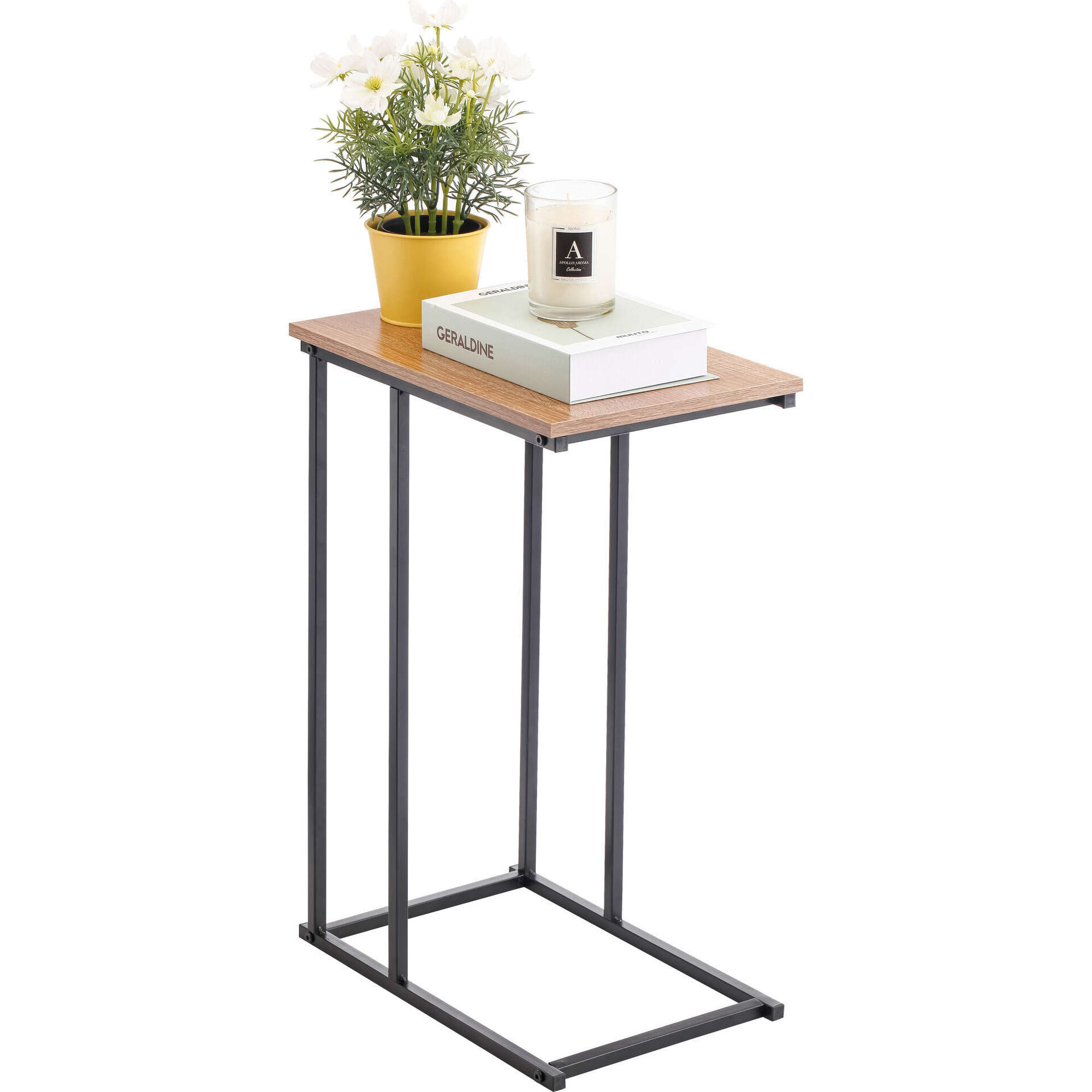 Mesa de Apoio Madeira e Preto Bazar&atilde;o