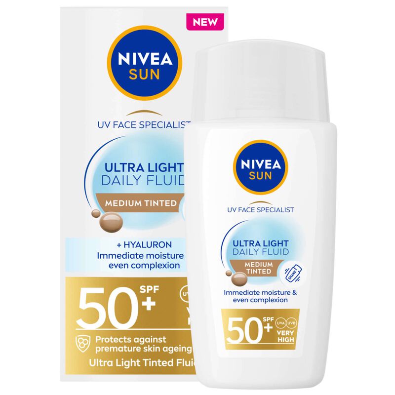 Protetor Solar Rosto Fluído Diário com Cor Médio FPS 50+ Nivea Sun