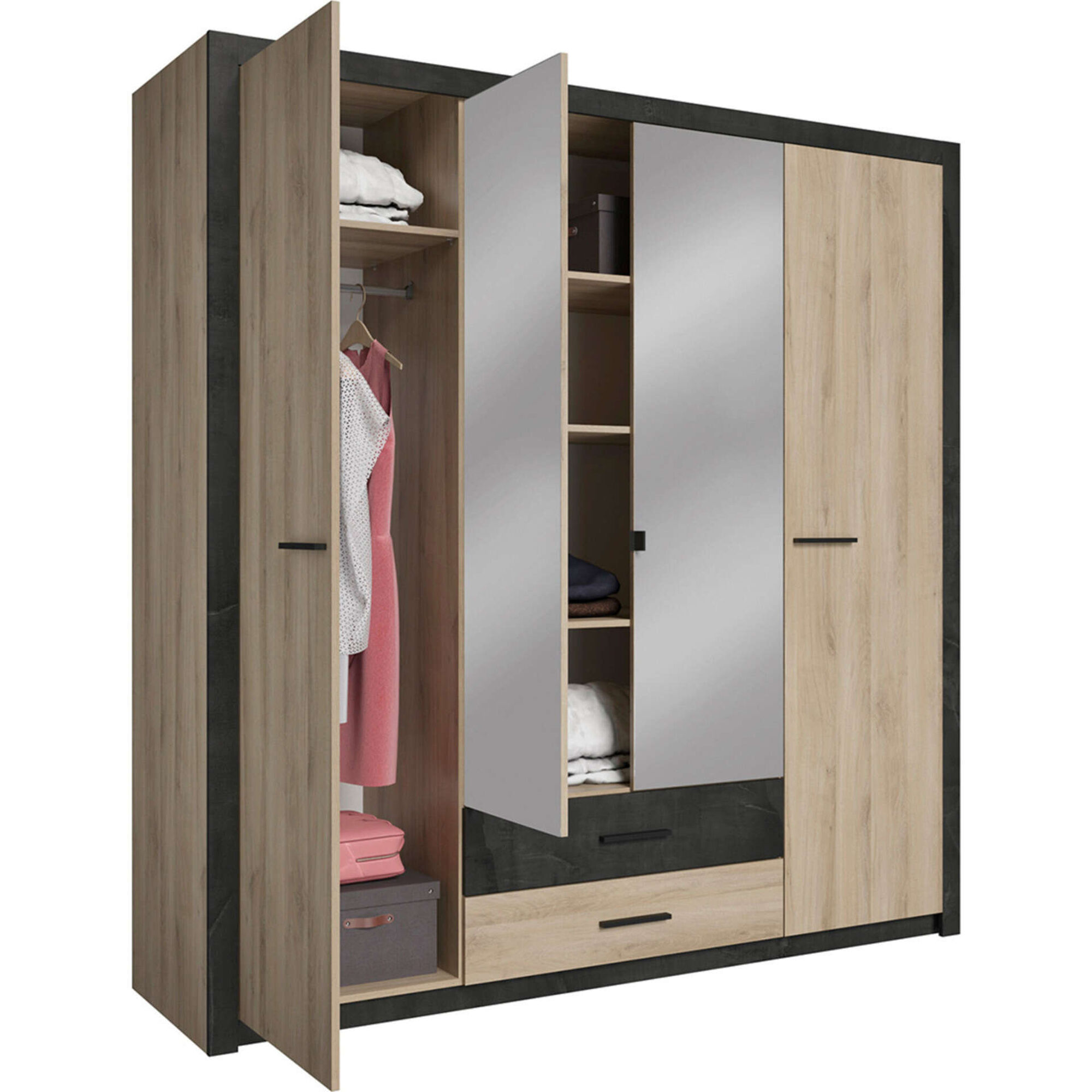 Roupeiro 4 Portas 198x57x203cm Carvalho Colorado