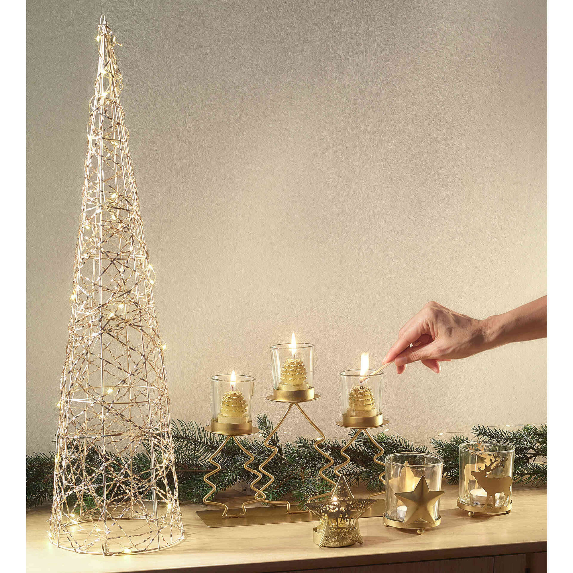 Suporte Tealight Estrela Dourada