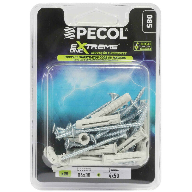 Bucha Nylon M6 + Parafusos Aglomerados 4x40 Pecol