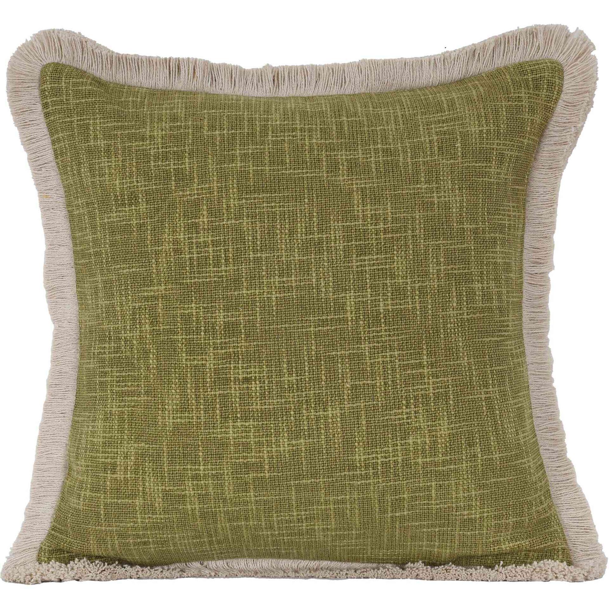 Almofada 45x45cm Lisa com Franjas Verde Kasa