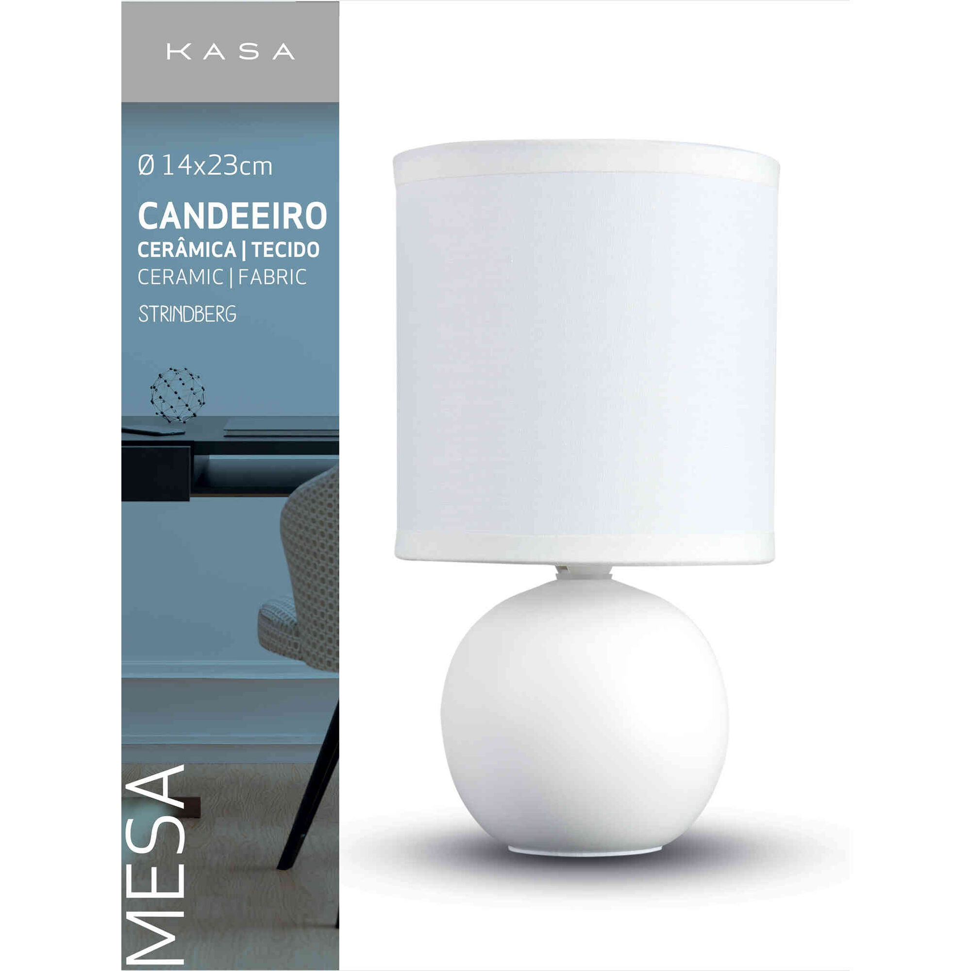 Candeeiro de Mesa Redondo Branco Strindberg