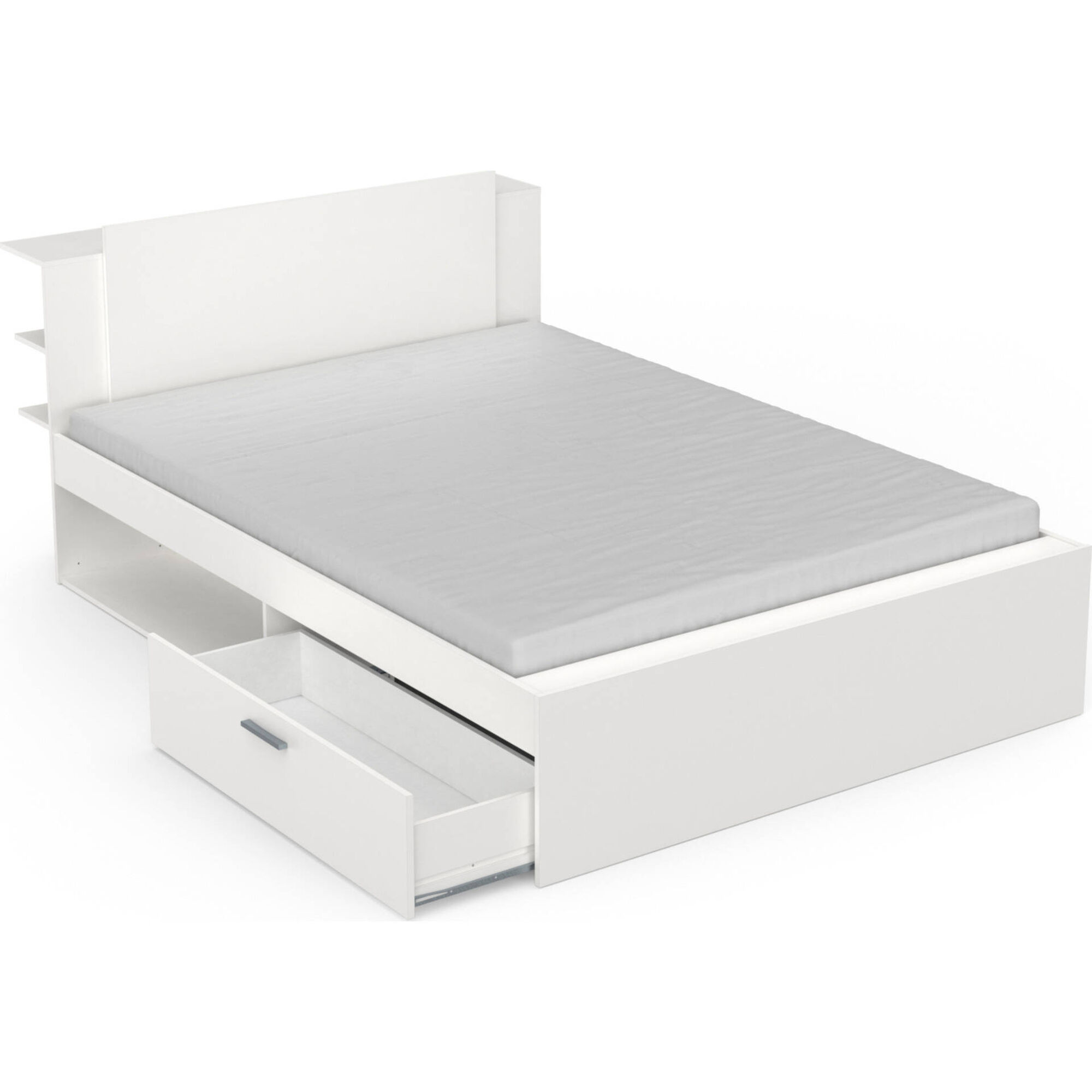 Cama Casal com 2 Gavetas 145x227x88cm Branca Life
