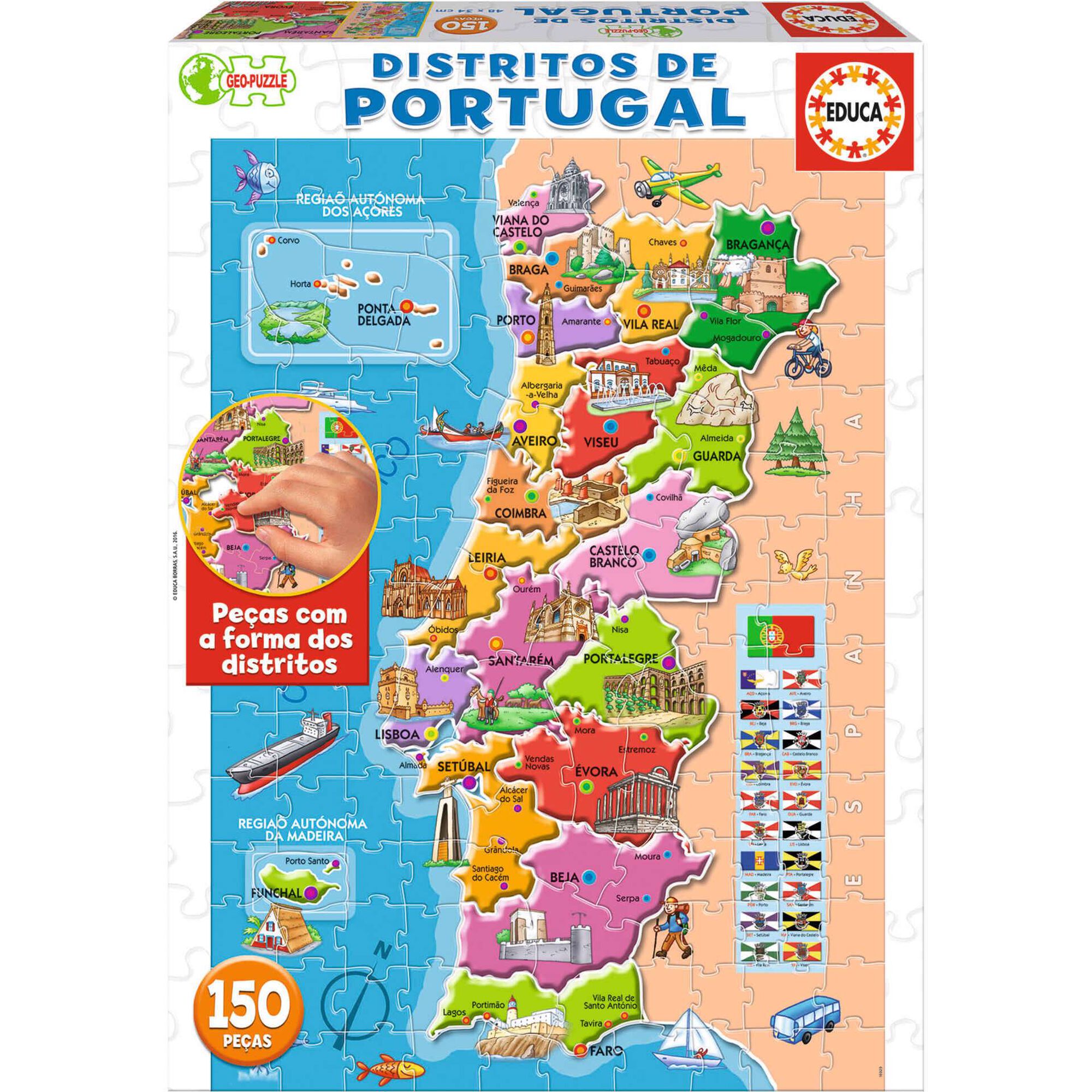 Puzzle Mapa Distritos Portugal 150 Peças
