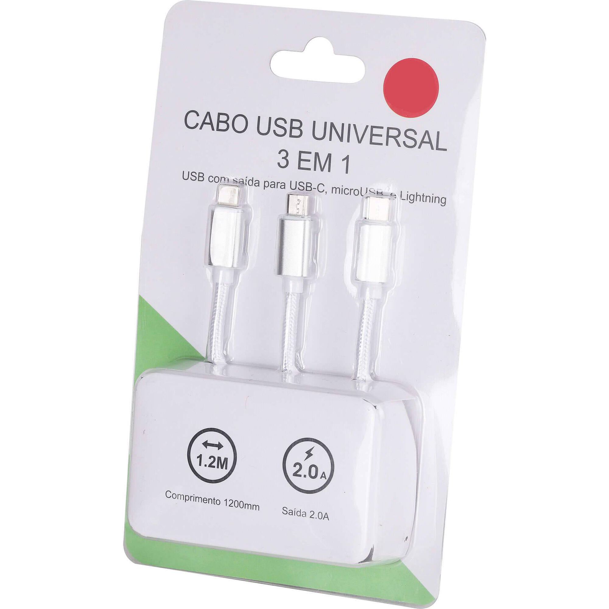 Cabos USB e USB-C Universal 3 em 1 Smokey Bazar&atilde;o
