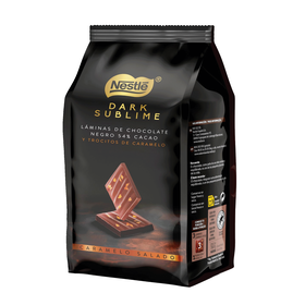 L&acirc;minas de Chocolate Negro 54% Cacau com Caramelo Salgado