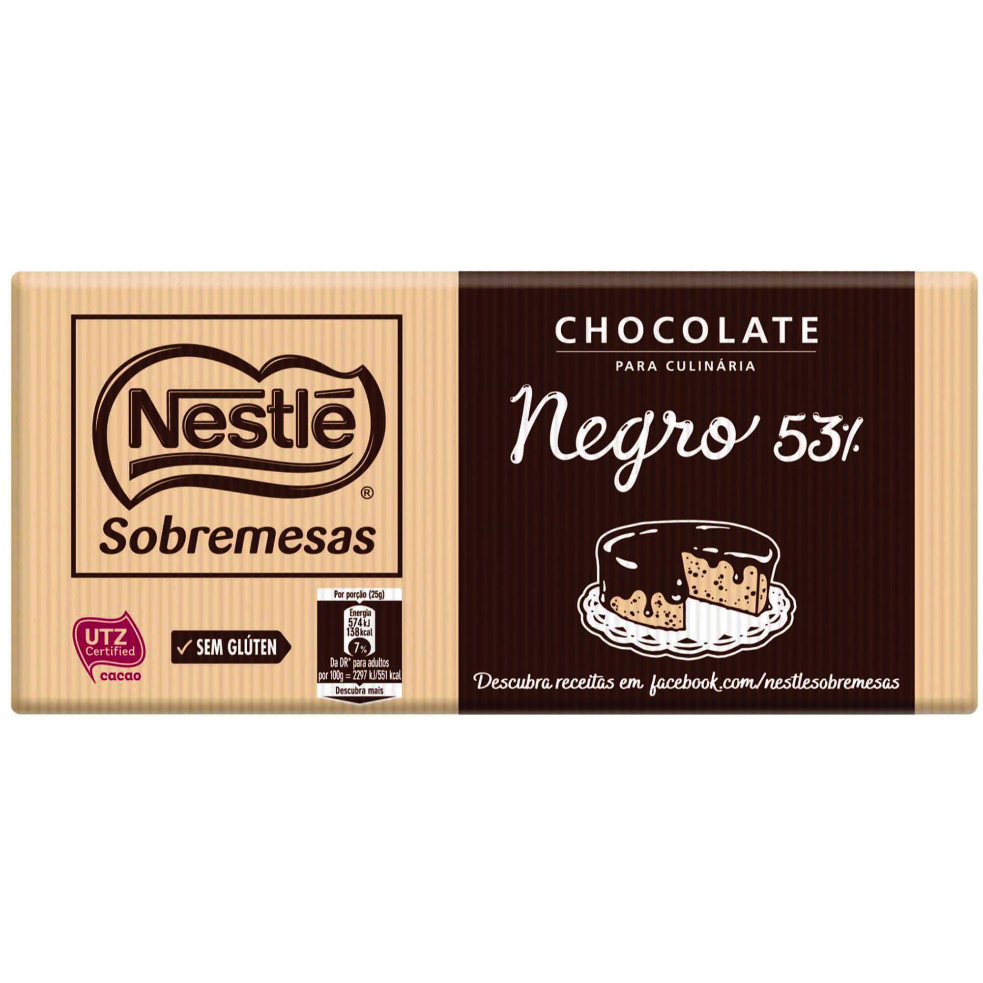 Tablete de Chocolate Culinária 53% sem Glúten