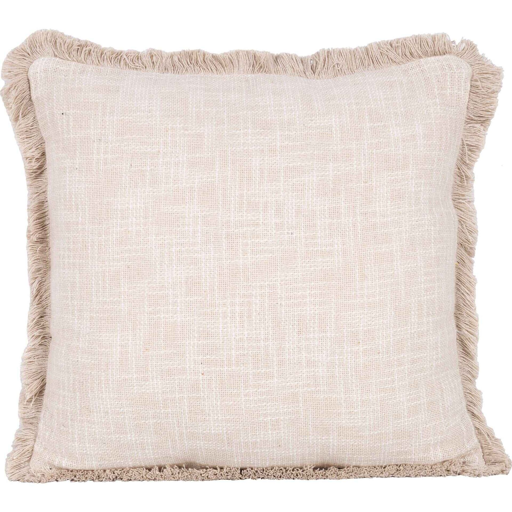 Almofada 45x45cm Lisa Cru com Franjas Kasa
