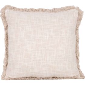 Almofada 45x45cm Lisa Cru com Franjas Kasa