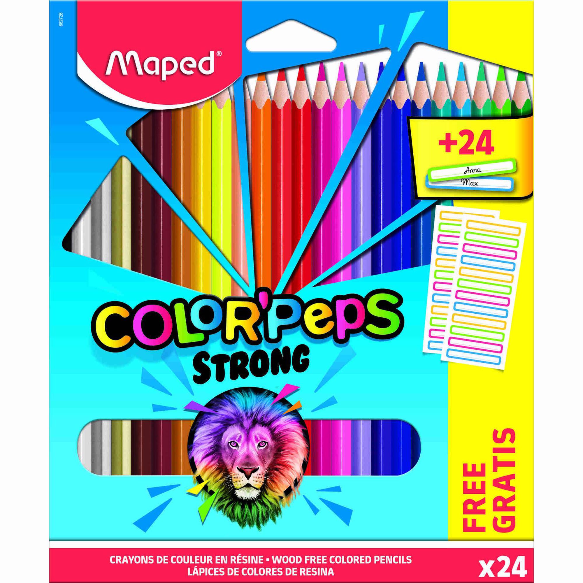 24 L&aacute;pis de Cor Color'Peps Strong + 24 Etiquetas Maped