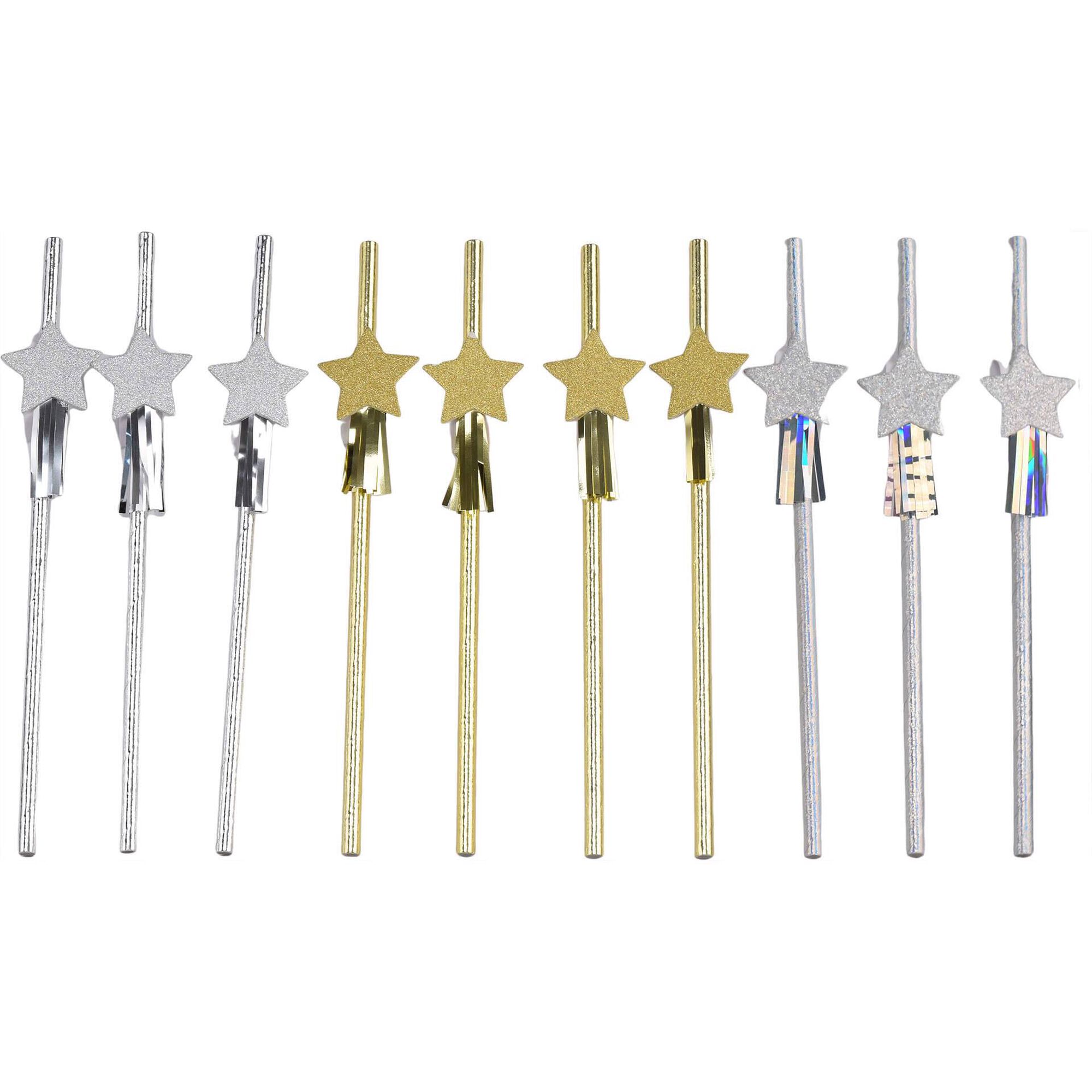 Conjunto 10 Palhinhas Estrela