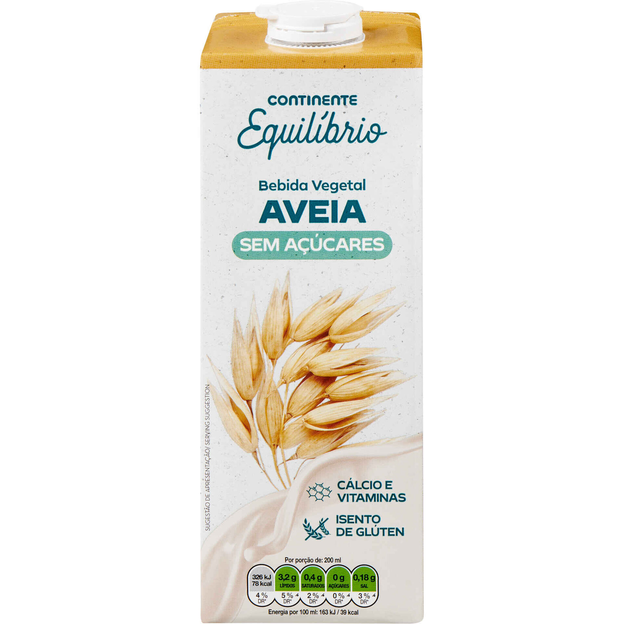 Bebida Vegetal de Aveia sem A&ccedil;&uacute;car Continente Equil&iacute;brio
