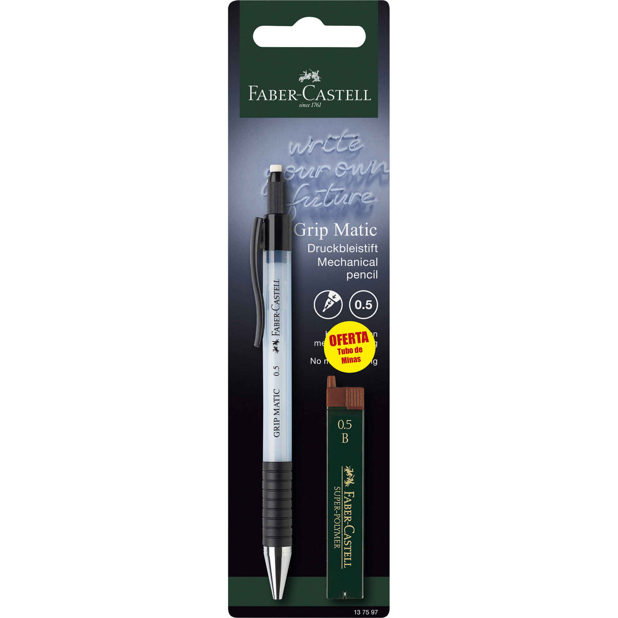 Lapiseira Grip Matic 0,5mm e Minas B Faber-Castell