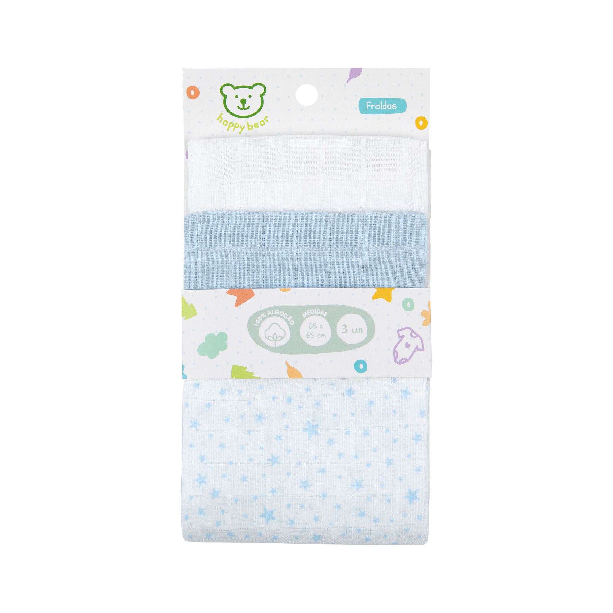 Fraldas Algodão 65x65cm Azul
