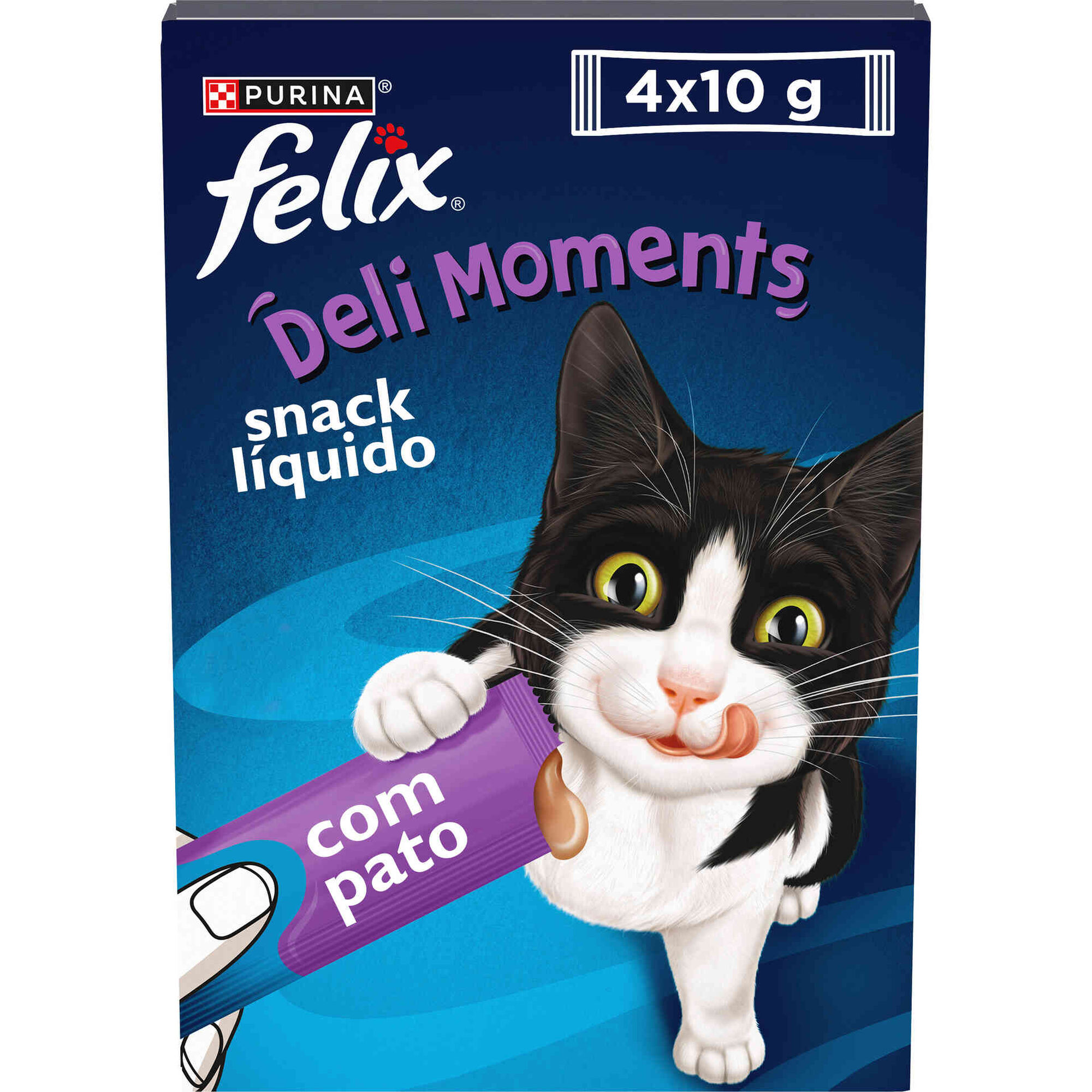 Snack L&iacute;quido para Gato Adulto Deli Moments Pato Saquetas Purina Felix
