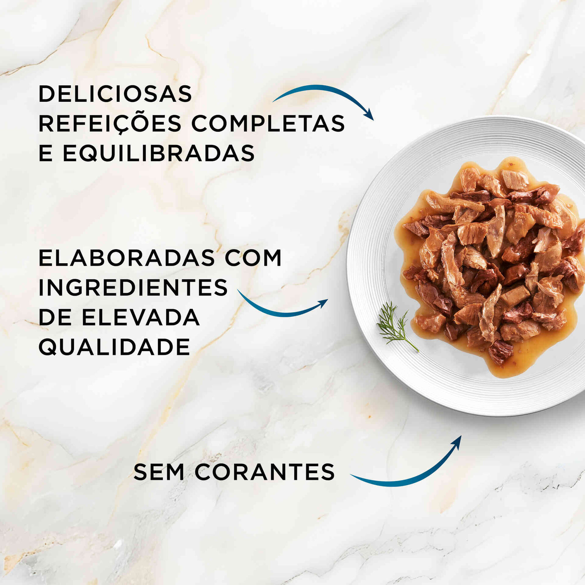 Comida H&uacute;mida para Gato Adulto Finos Peda&ccedil;os em Molho Saquetas Purina Gourmet Perle