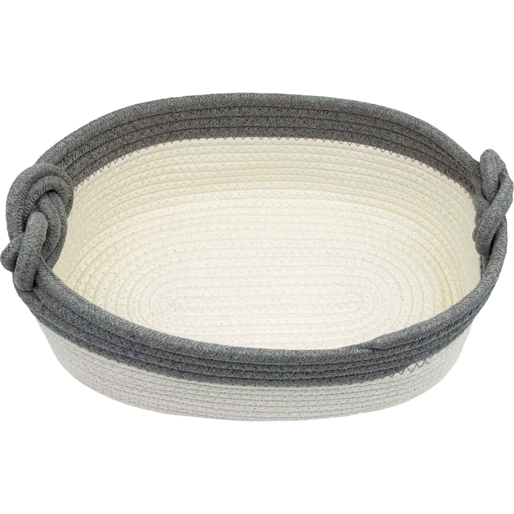 Cesto Oval Branco e Cinza Kasa