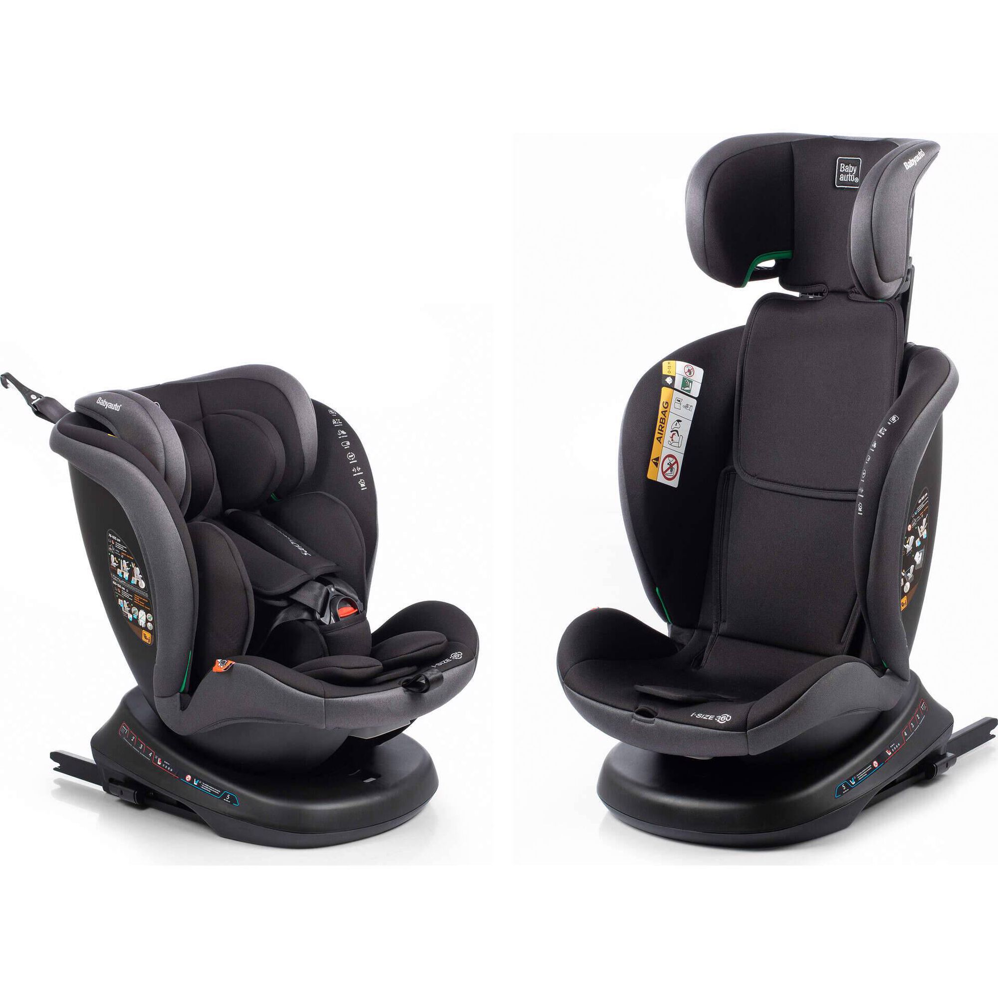 Cadeira Auto I-Size 40-150cm Isofix Rotativa Rodia Fix Cinza Escuro Babyauto