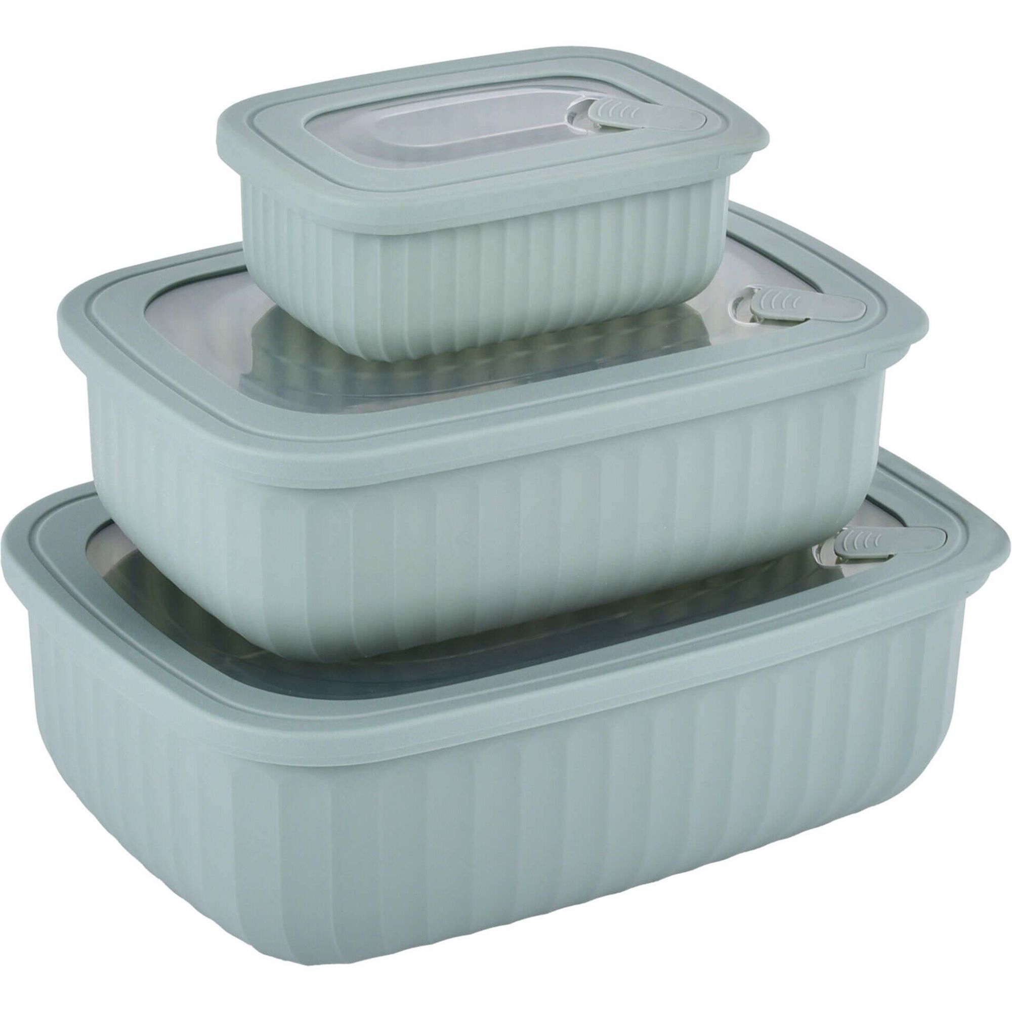 Conjunto 3 Caixas Herm&eacute;ticas Cinza Ceramic Colors Kasa