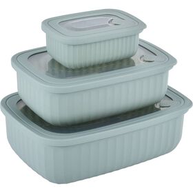 Conjunto 3 Caixas Herm&eacute;ticas Cinza Ceramic Colors Kasa