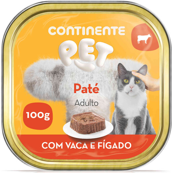 Comida Húmida para Gato Adulto Paté Vaca e Fígado Continente Pet