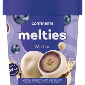 Melties de Mirtilo Coberto de Chocolate de Leite e Chocolate Branco Continente