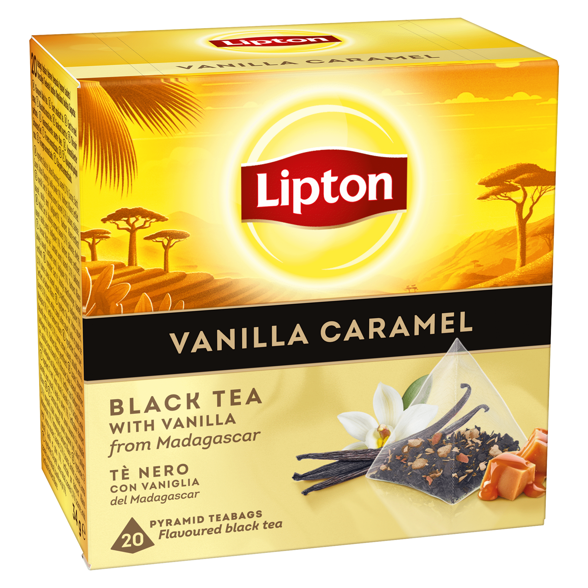 Ch&aacute; Preto Baunilha do Madagascar e Caramelo Pyramid Saquetas Bosch