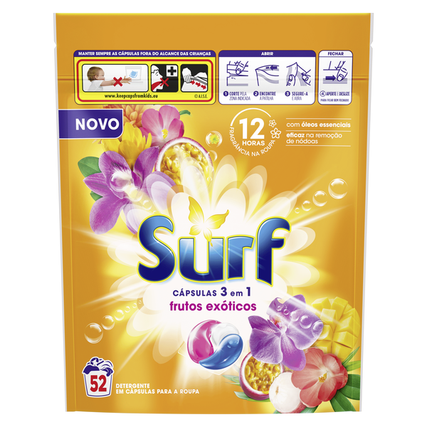Detergente Máquina Roupa Cápsulas Frutos Exóticos Surf