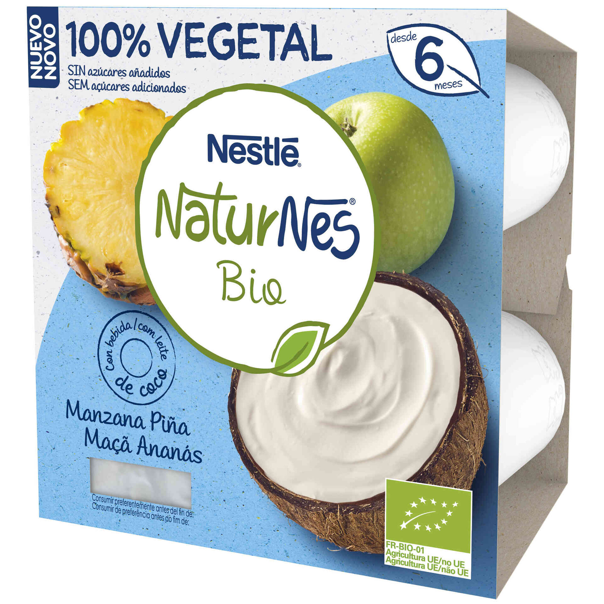 Alimento Lácteo de Leite de Coco, Maçã e Ananás Naturnes Bio +6M Alimento Lácteo de Leite de Coco, Maçã e Ananás Naturnes Bio +6M
