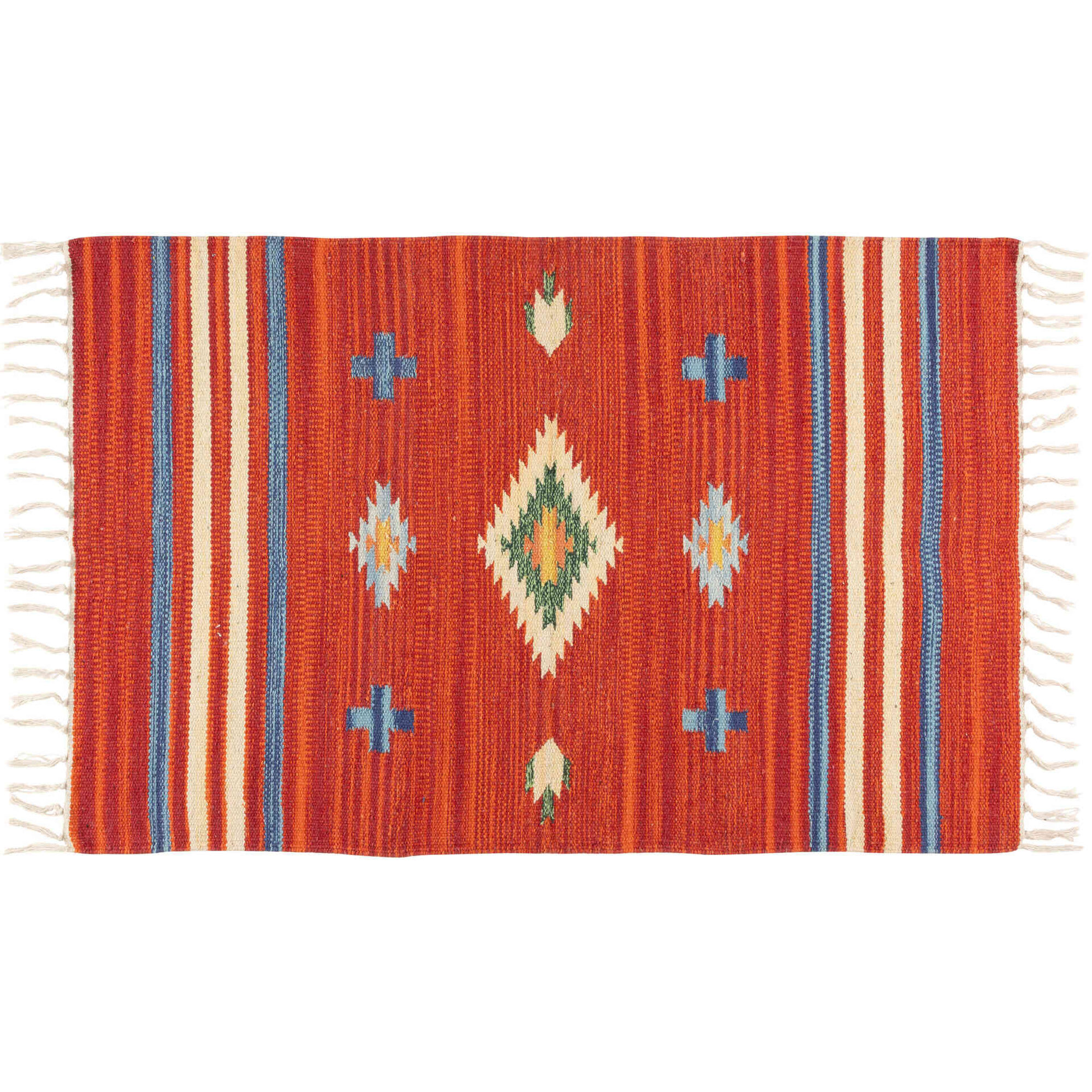 Tapete Algod&atilde;o Vermelho Kilim