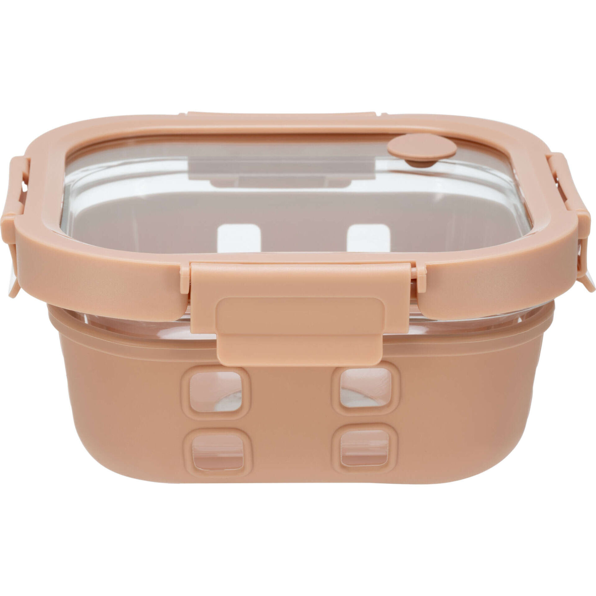 Caixa Herm&eacute;tica 520ml Vidro e Silicone Bege Kasa
