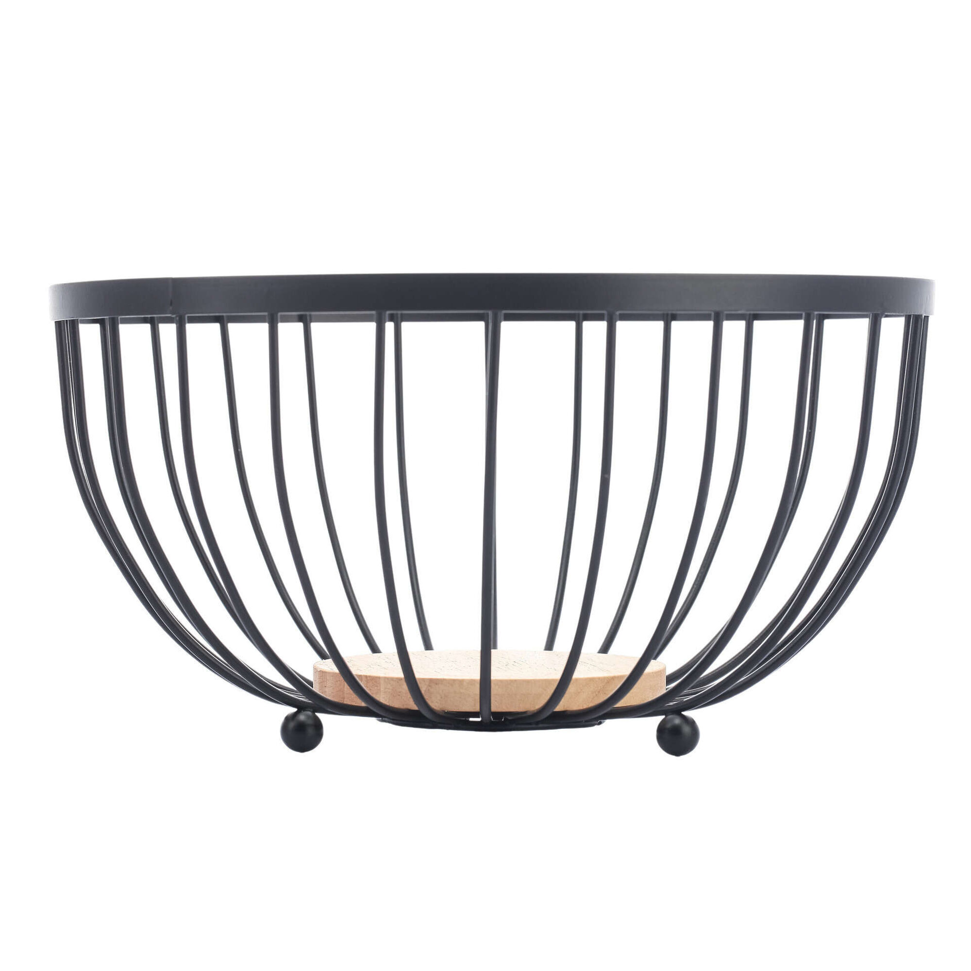 Fruteira Metal com Base Madeira Preta Cosy Kasa