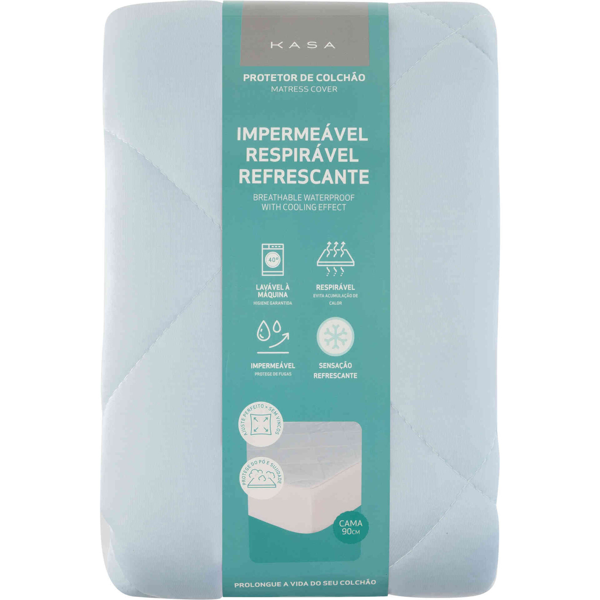 Protetor de Colch&atilde;o Imperme&aacute;vel e Refrescante 200x90cm Kasa